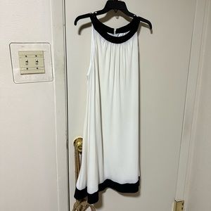 Cream and black dress beaded halter neck